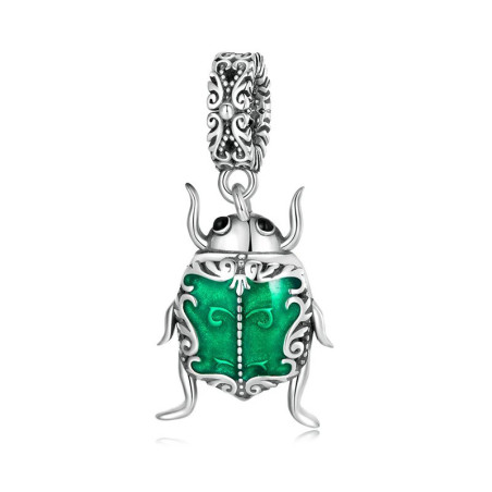 Charm Escarabajo Esmeralda Plata 925 – Talismán Original