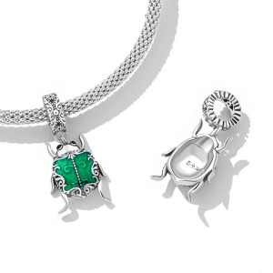 Charm Escarabajo Esmeralda Plata 925 – Talismán Original