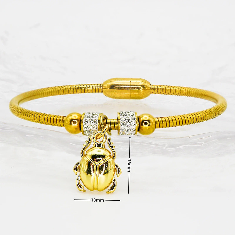 Pulsera Escarabajo Dorado "Brillo Divino" – Joya Solar & Elegante