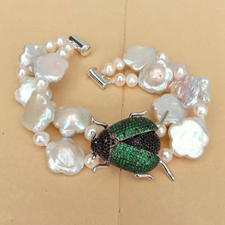 Pulsera Escarabajo Nacarado | Joya Original y Mística