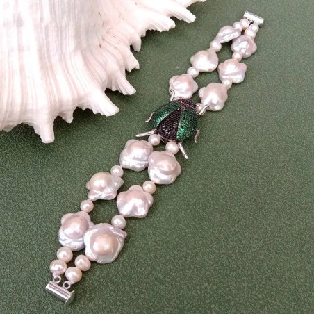 Pulsera Escarabajo Nacarado | Joya Original y Mística