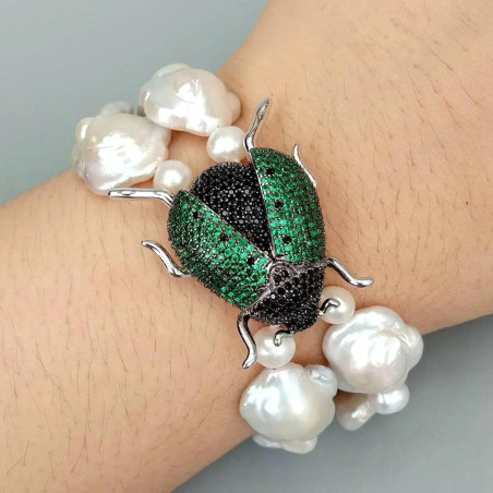 Pulsera Escarabajo Nacarado | Joya Original y Mística