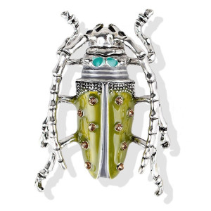 Broche Escarabajo Pistacho – Joya Insecto Verde Dorado Vintage
