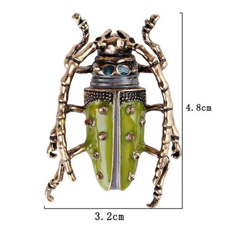 Broche Escarabajo Pistacho – Joya Insecto Verde Dorado Vintage