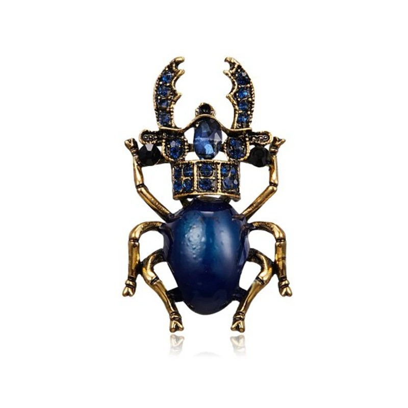 Broche Escarabajo Zafiro – Joya Original de Insecto Azul Real