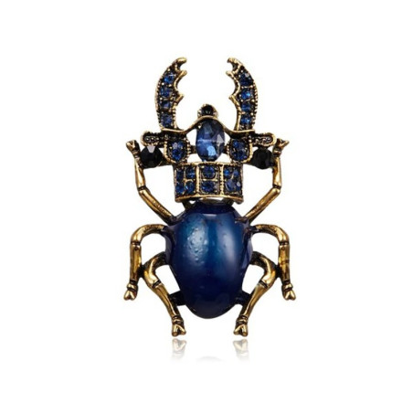 Broche Escarabajo Zafiro – Joya Original de Insecto Azul Real