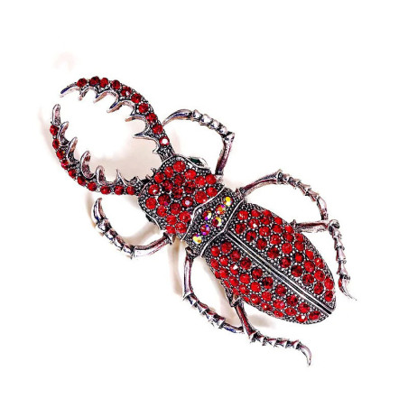Broche Escarabajo Rubí – Joya Escarabajo con Pinzas Rojas
