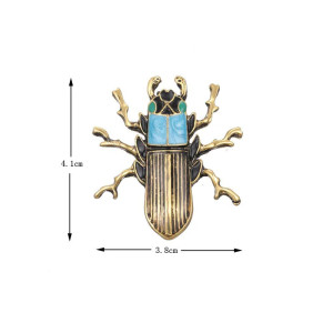 Broche Escarabajo Faraón – Joya Egipcia Dorada & Azul Turquesa