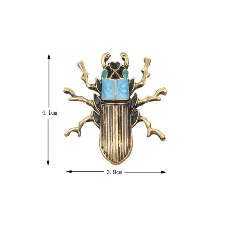 Broche Escarabajo Faraón – Joya Egipcia Dorada & Azul Turquesa