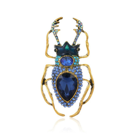 Broche Escarabajo Gema Real – Joya Dorada Rubí o Zafiro