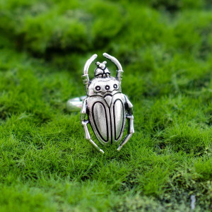 Anillo Escarabajo Bosque Misterioso – Talismán Plata Envejecida
