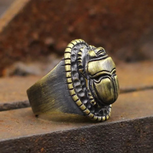 Anillo Escarabajo Egipcio | Joya Talismán de Bronce Antiguo