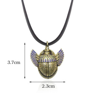 Collar Escarabajo Egipcio | Colgante Doble con Jeroglíficos