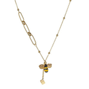Collar Abeja Elegancia Dorada - Joya Dorada Simbólica & Natural