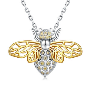 Collar Abeja Majestad Panal - Alas Doradas y Cristales