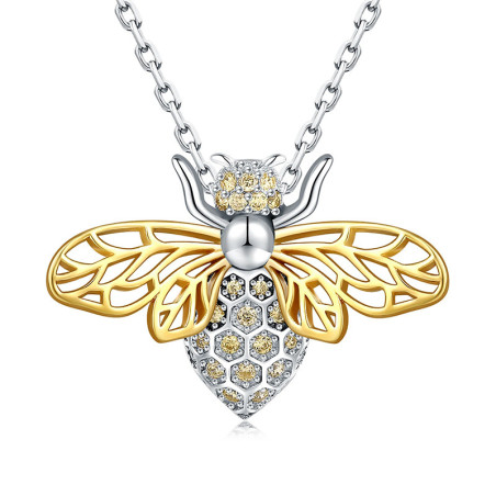 Collar Abeja Majestad Panal - Alas Doradas y Cristales