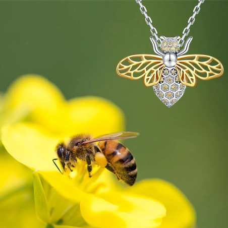 Collar Abeja Majestad Panal - Alas Doradas y Cristales