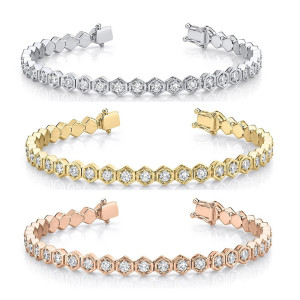 Pulsera Abeja Panal Brillante | Dorado, Oro Rosa o Plateado