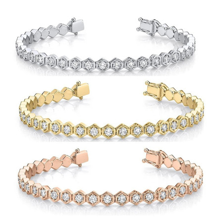 Pulsera Abeja Panal Brillante | Dorado, Oro Rosa o Plateado