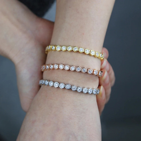 Pulsera Abeja Panal Brillante | Dorado, Oro Rosa o Plateado