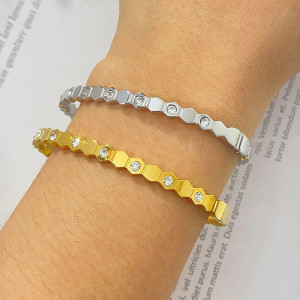 Pulsera Abeja Panal "Destello de Luz" - Dorada o Plateada