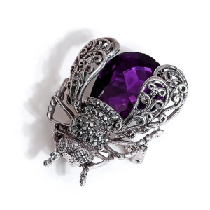 Broche Abeja "Barroco Imperial" - Elegancia Gótica Rubí/Violeta