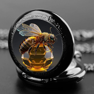 Reloj Abeja - Reina Negra - Elegancia Oscura & Cristal Dorado
