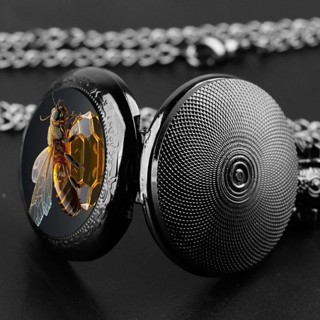 Reloj Abeja - Reina Negra - Elegancia Oscura & Cristal Dorado
