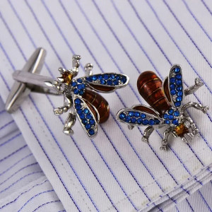 Gemelos de Abeja con Cristal y Ámbar - Accesorio Lujoso