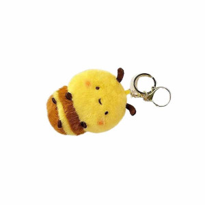 Llavero Abeja Pompón Esponjoso - ¡Accesorio Suave y Bonito!