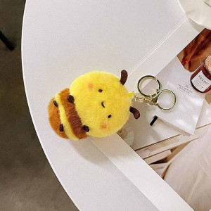 Llavero Abeja Pompón Esponjoso - ¡Accesorio Suave y Bonito!