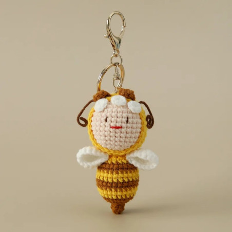 Llavero Abeja Reina Crochet - Regalo Original Hecho a Mano