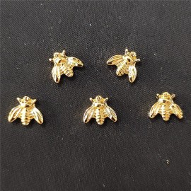 Décoration d'ongles en métal 3d en forme d'abeille dorées