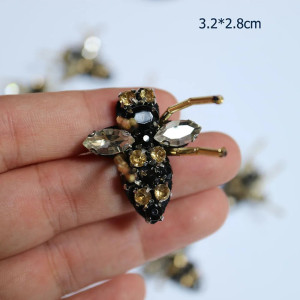 Lote 10 Parches Abeja con Estrás - Perlas Doradas para DIY