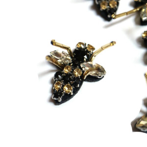 Lote 10 Parches Abeja con Estrás - Perlas Doradas para DIY