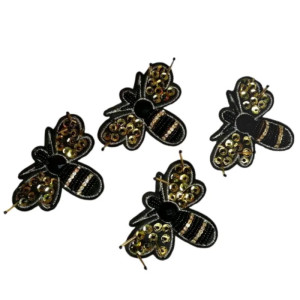 Parche Abeja Bordado con Strass Dorado | Accesorio de Costura