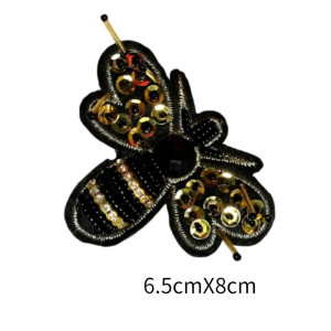 Parche Abeja Bordado con Strass Dorado | Accesorio de Costura