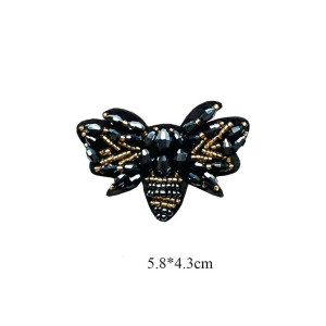 Parche Abeja Negro Elegante - Pedrería & Dorados - DIY Costura