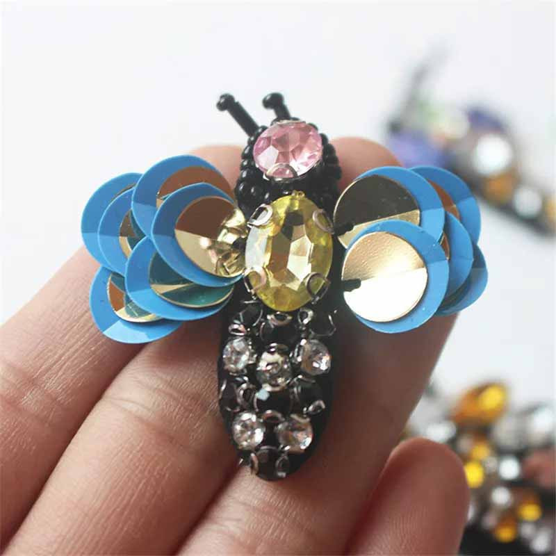 Parche Abeja "Lapis Destellante" - Lote de 10 con Lentejuelas