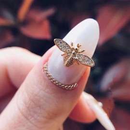 Décorations ongle forme d'abeille 3d doréee avec strass à paillettes