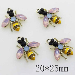 Botón Abeja "Brillo de Pétalo" - 10 pzs - Cristales rosas & strass