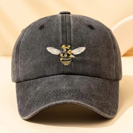 Gorra Abeja con Flores - Algodón & Estilo Natural | Flor de Colmena