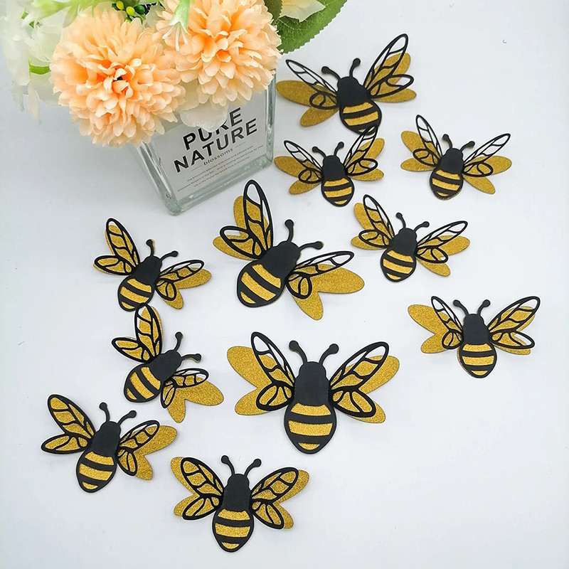 Pegatinas Abeja con Purpurina - Deco Mural Natural & Brillo Dorado