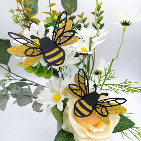 Pegatinas Abeja con Purpurina - Deco Mural Natural & Brillo Dorado