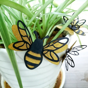 Pegatinas Abeja con Purpurina - Deco Mural Natural & Brillo Dorado