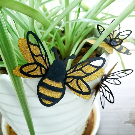 Pegatinas Abeja con Purpurina - Deco Mural Natural & Brillo Dorado