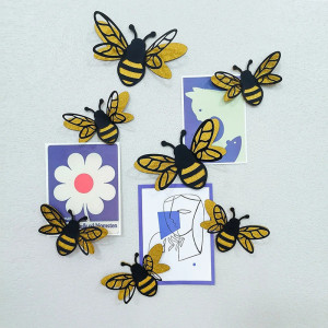 Pegatinas Abeja con Purpurina - Deco Mural Natural & Brillo Dorado