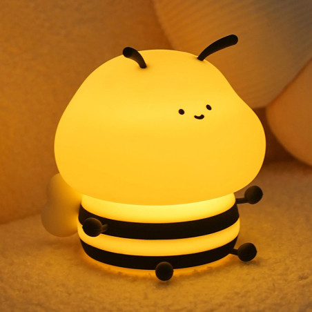 Luz de Noche Abeja LED Táctil | Lámpara Infantil Relajante