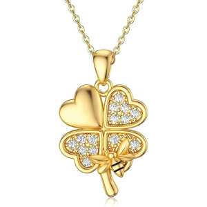 Collar Abeja "Trébol de la Suerte": ¡un Colgante Dorado Único!