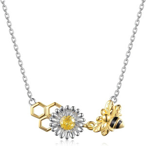 Collar Abeja con Flor Dorada | Joyería Original y Delicada
